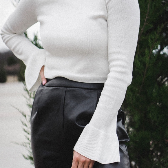 Wild Honey Mock Neck with Bell Sleeve Sweater - Picture 3 of 4